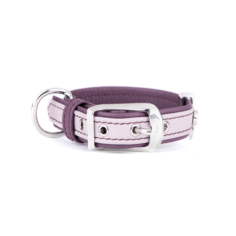 MyFamily Firenze Dog Collar in Genuine Italian Pink Leather. SMALL/MEDIUM