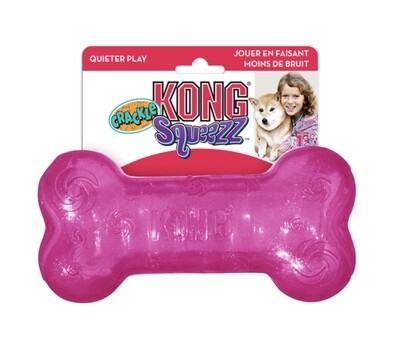 KONG Squeezz Crackle Bone - Large Pink