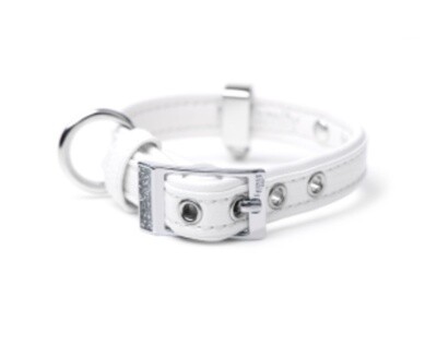 MyFamily Saint Tropez Leatherette Collar. White SMALL-MEDIUM