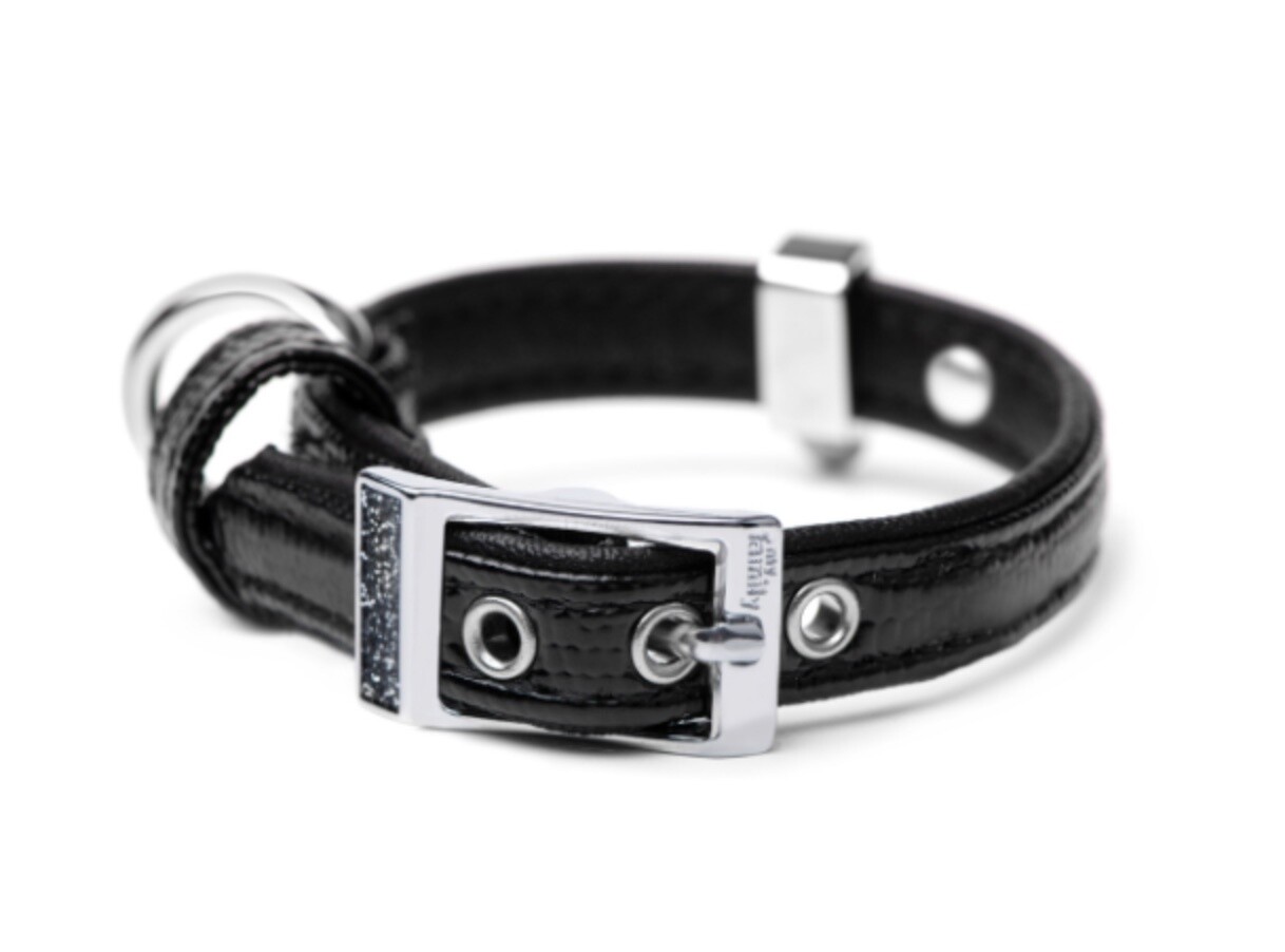 MyFamily Saint Tropez Leatherette Collar. Black SMALL-MEDIUM