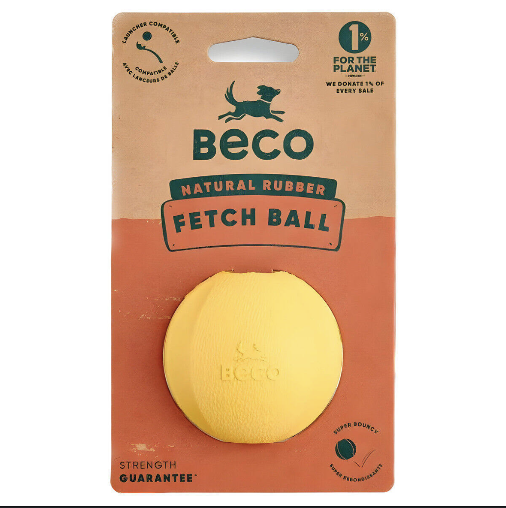 Beco Natural Rubber Fetch Ball YELLOW