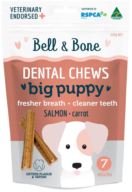 Bell &amp; Bone Big Puppy Dental Chews - Salmon