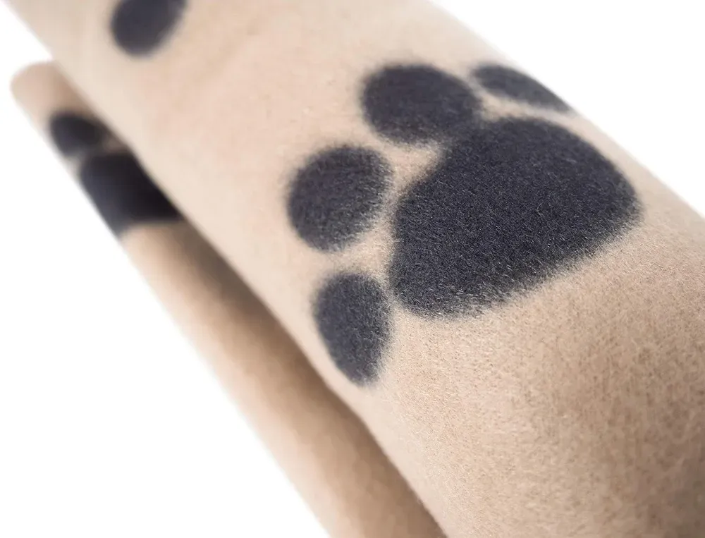 PetFace Fleece Comforter Blanket for Dogs - Archie’s Beige Paws