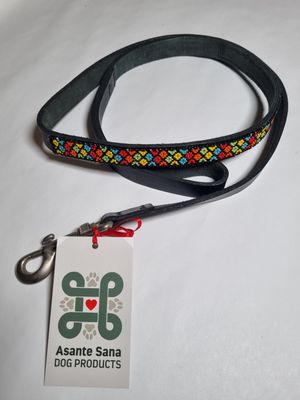 Asante Sana LEAD - African Hand Beaded Leather STARS Black Narrow