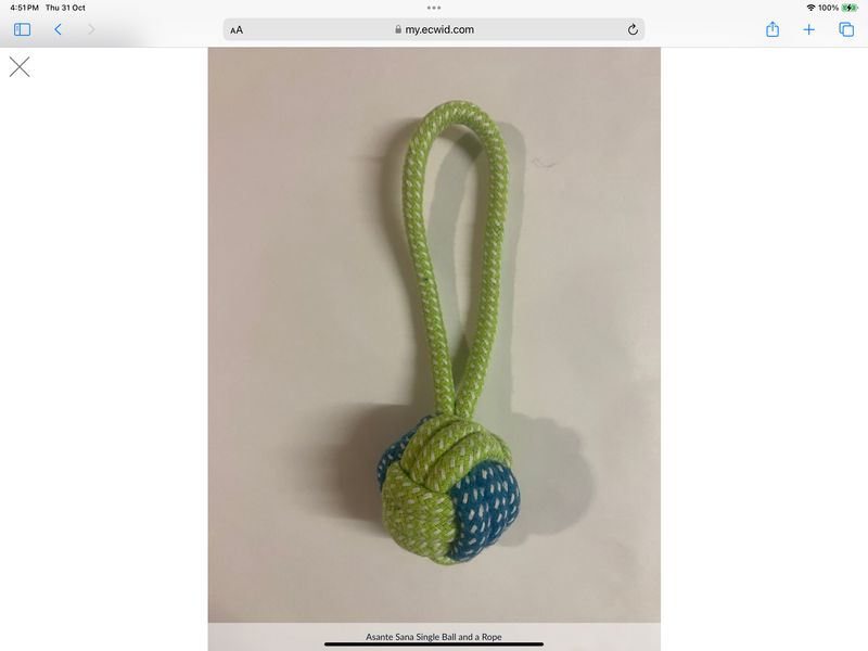 Asante Sana TOYS -  Single Loop Ball Tug in Green &amp; Blue