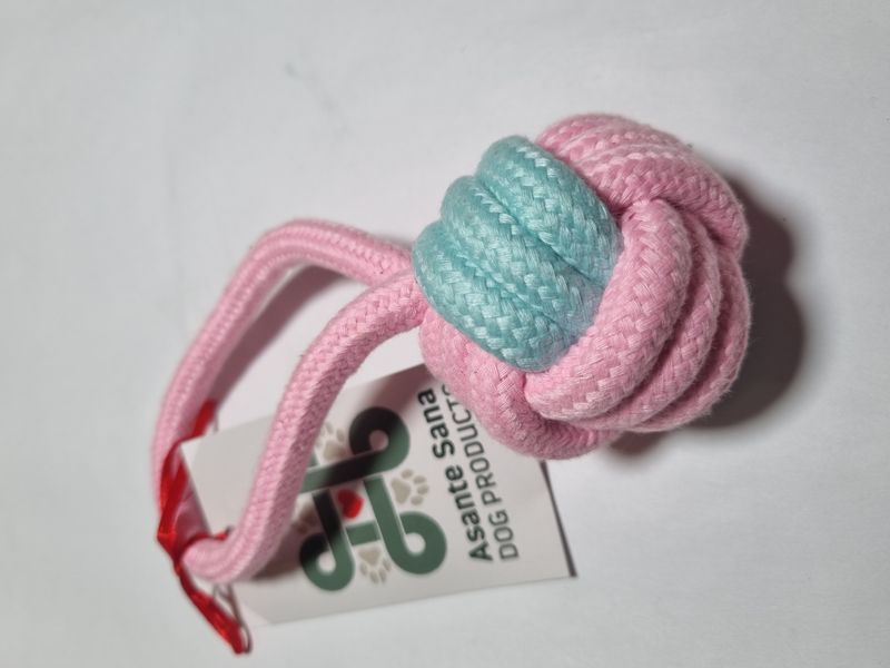 Asante Sana TOYS -  Single Loop Ball Tug in Pink &amp; Blue