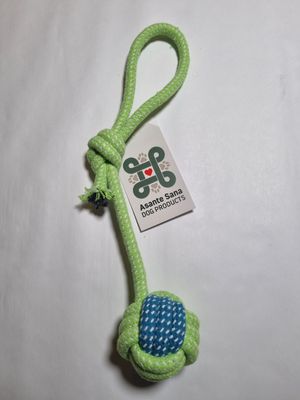 Asante Sana TOYS -  Single Loop Ball Tug in Green &amp; Blue