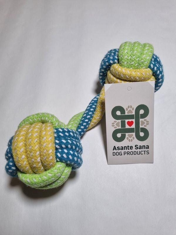 Asante Sana TOYS -  Green, Yellow &amp; Blue CHUNKY Double Ended Ball Tug