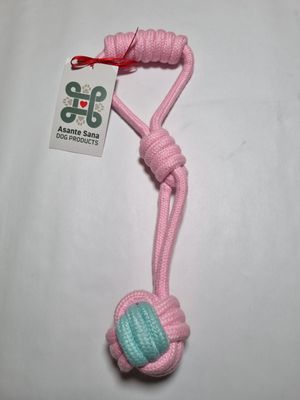 Asante Sana TOYS -  Pink &amp; Blue CHUNKY Ball Tug with Handle