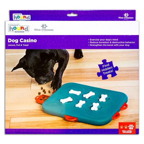 Dog Casino - Unlock, Pull &amp; Treat by Nina Ottosson Level 3 Green &amp; Orange