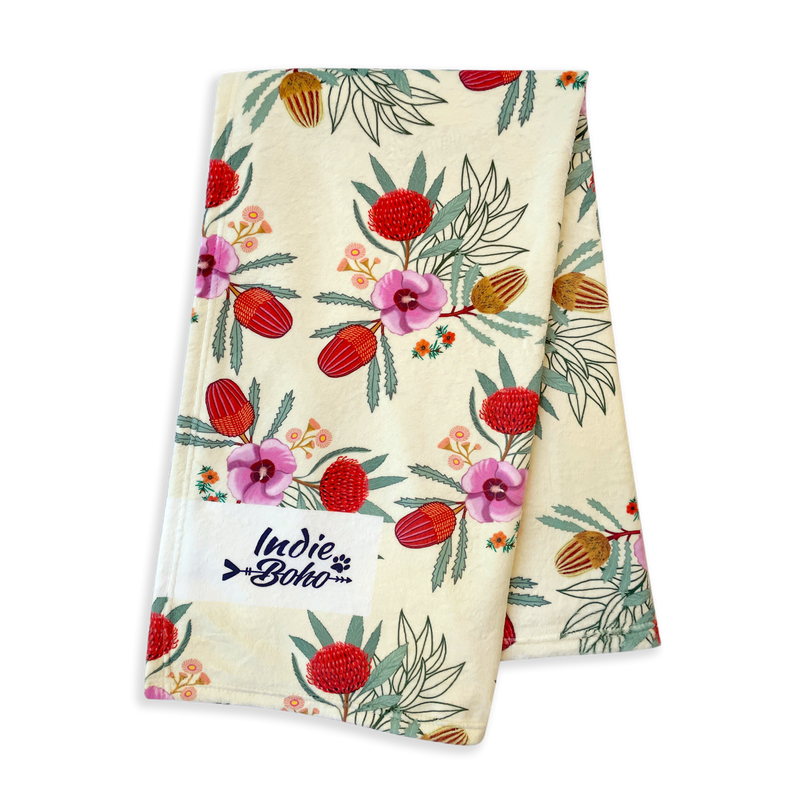 Indie Boho Designer Pet Blanket - Native Flora Indie Boho Designer Pet Blanket - Native Flora