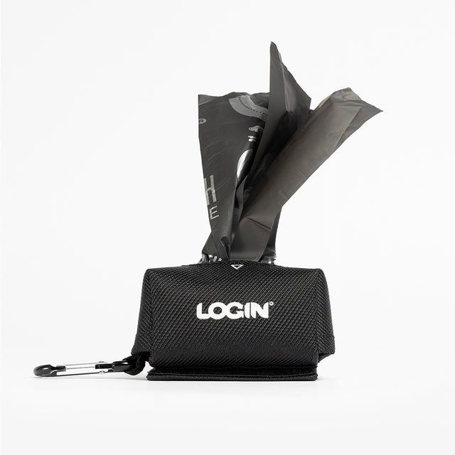 Ezydog LOGIN Poop Bag Holders - Textile Black with 17 compostable bags loaded