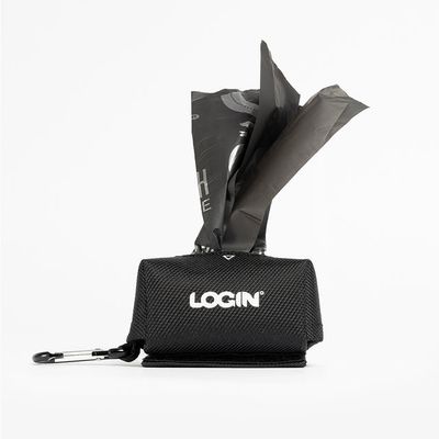 Ezydog LOGIN Poop Bag Holders - Textile Black with 17 compostable bags loaded