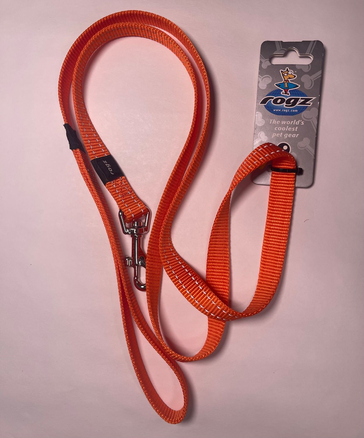Rogz Classic Utility Snake Medium Dog Lead, ORANGE