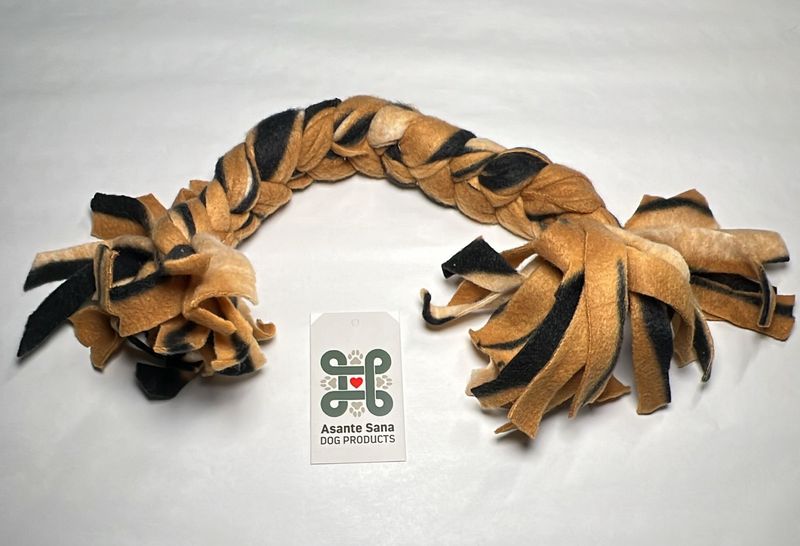 Asante Sana Fleece Tug Toy- brown and black Med