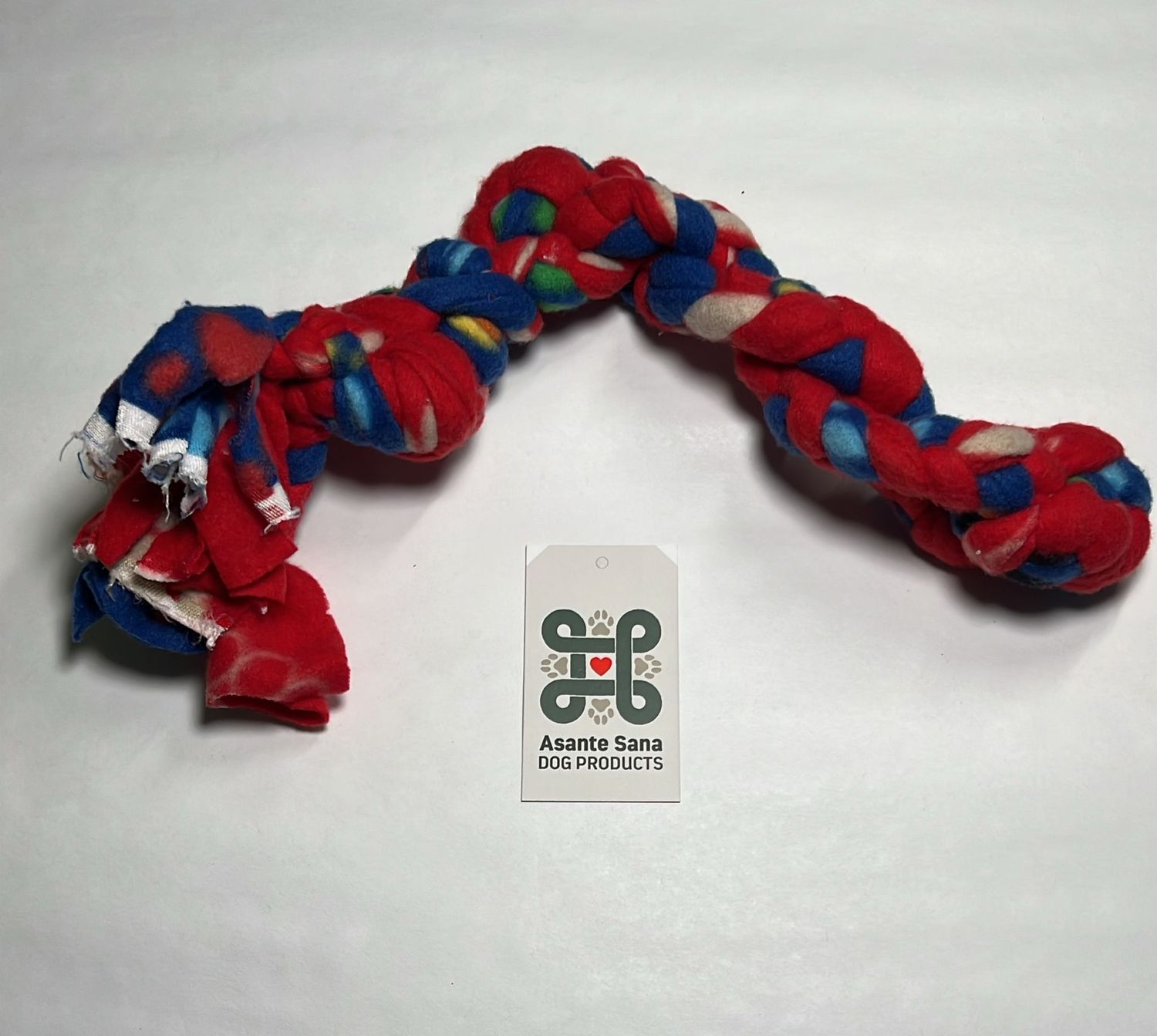 Asante Sana Fleece Tug Toy- with-knot - Red -Med