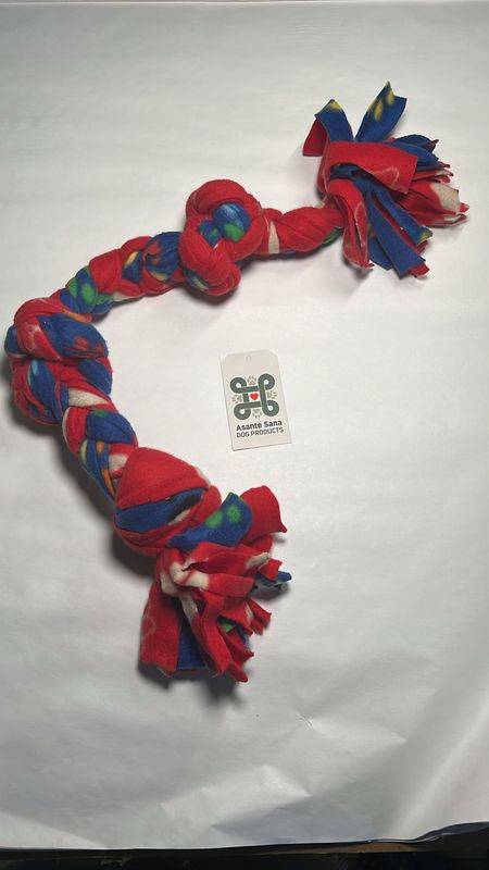 Asante Sana Fleece Tug Toy- with two knots - Red - X-Large