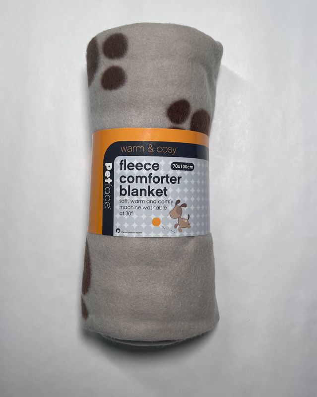 PetFace Fleece Comforter Blanket for Dogs - brown paw print