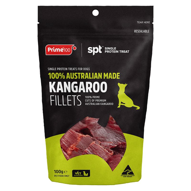 PRIME100 Single Protein Treats - KANGAROO  Fillets 100g