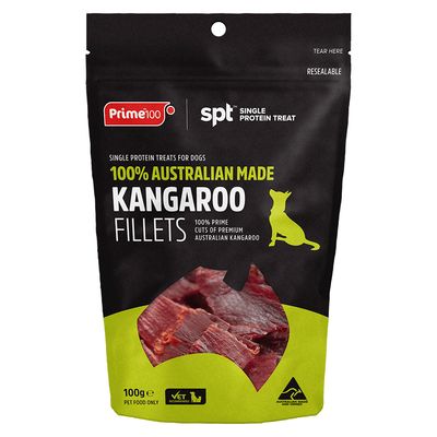PRIME100 Single Protein Treats - KANGAROO  Fillets 100g