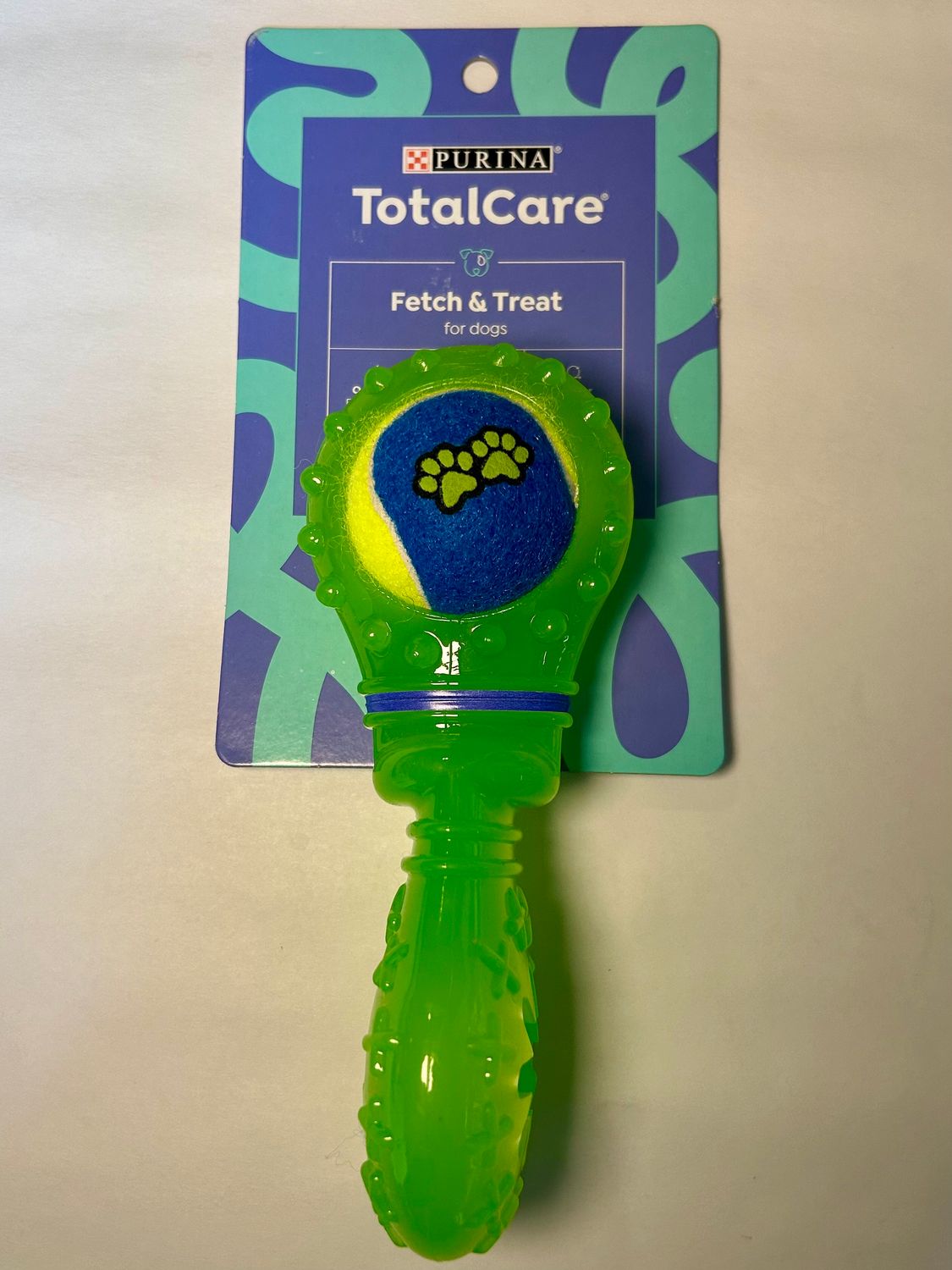 Purina TotalCare Fetch and Treat blue/yellow ball paddle