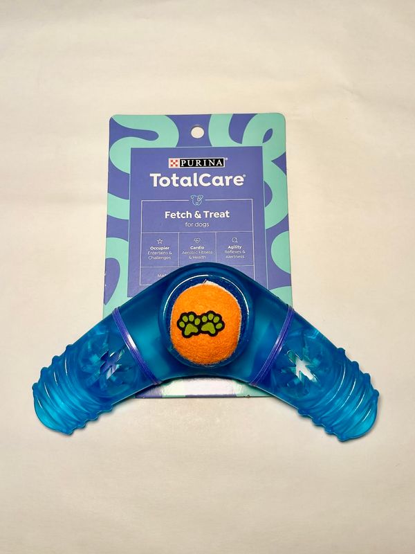 Purina TotalCare Fetch and Treat Blue/orange ball boomerang