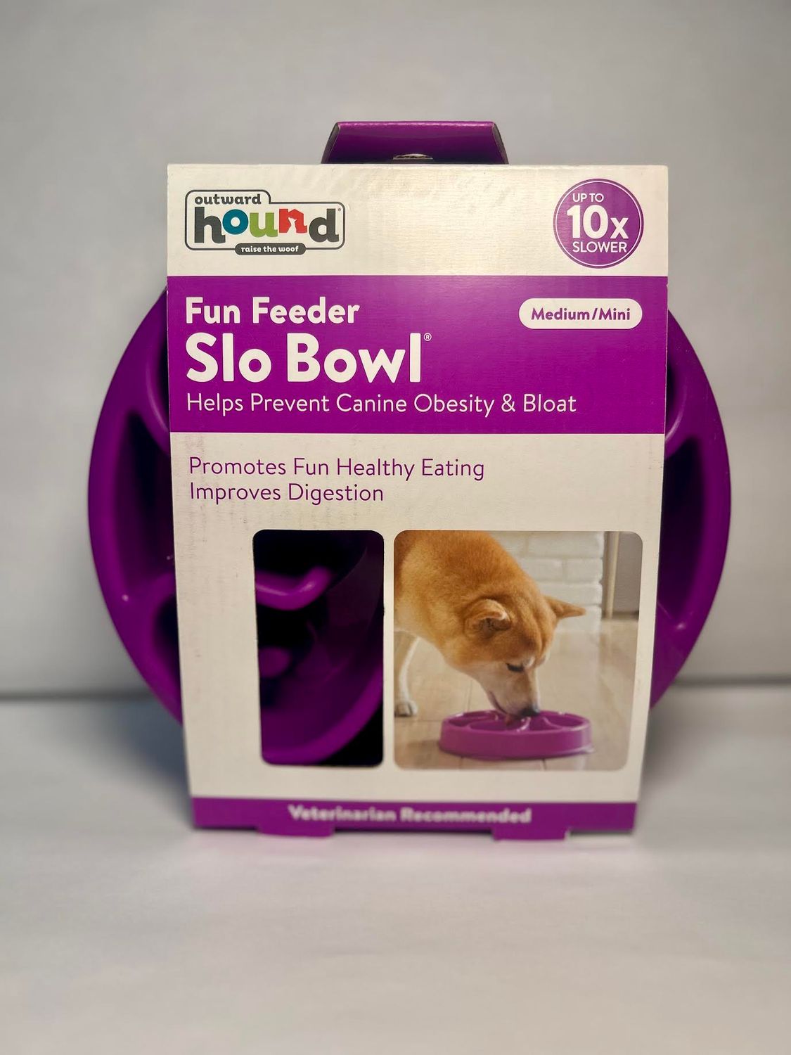 Outward Hound Fun Feeder, Slow Feeder Dog Bowl – Purple. MINI