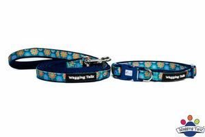 Wagging Tailz Wild Flower - Blue Collar and Lead Set