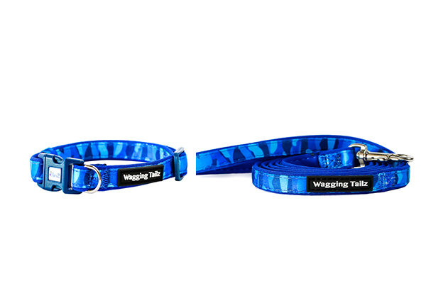 Wagging Tailz, Blue Cameo Collar and Lead Set