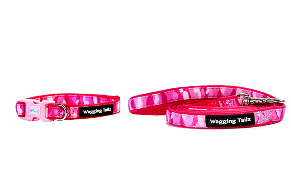 Wagging Tailz, Pink Cameo Collar and Lead Set
