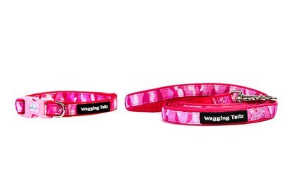 Wagging Tailz, Pink Cameo Collar and Lead Set