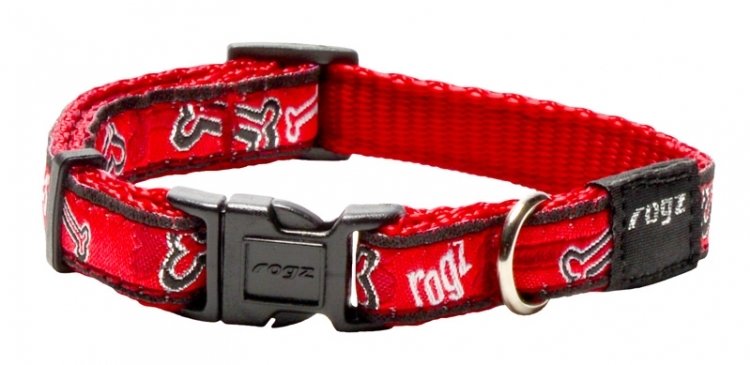 Rogz Fancy Dress Dog Collar, Red Bone LG