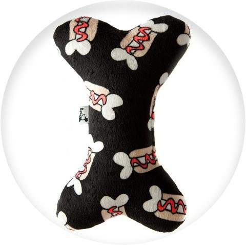 La Doggie Vita, Minky Fleece Squeaky Plush Dog Toy - Hot Diggity Dog Design