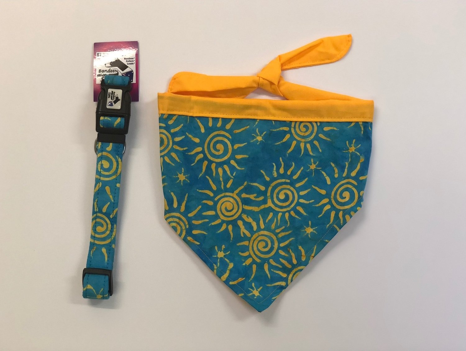 Blue Sky and Sunshine Bandana, Collar and Lead Set - All sizes