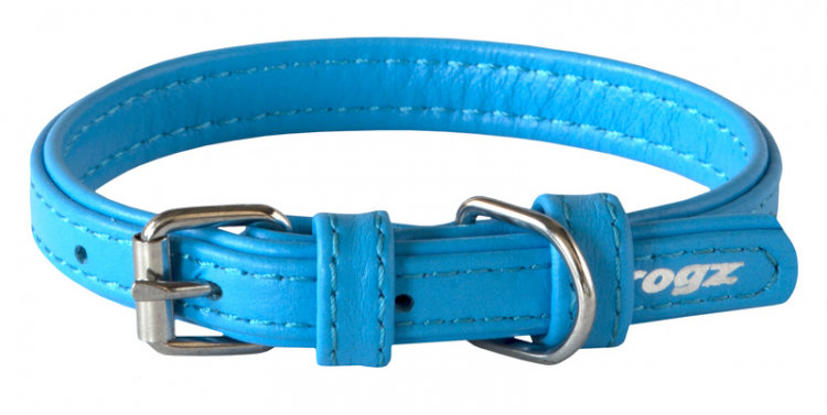 Rogz Leather Buckle Collar Turquoise, SMALL