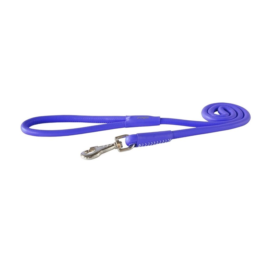 Rogz Leather Round Fixed Lead, PURPLE - LG