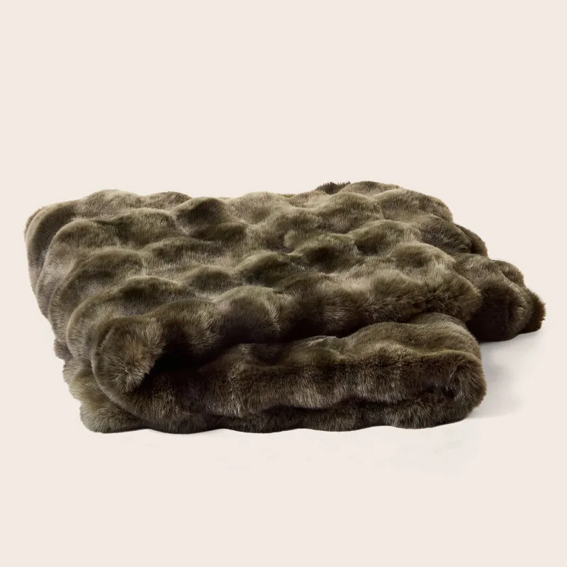 Snooza Luxe Bubble Fur Dog Blanket - Small - Olive