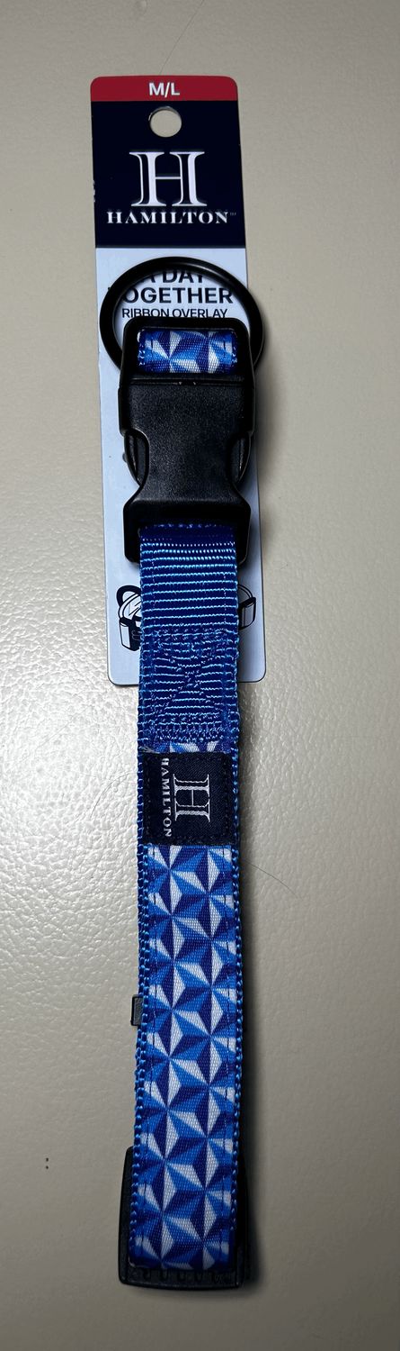 Hamilton Adjustable Dog Collar BLUE Diamond - M/L