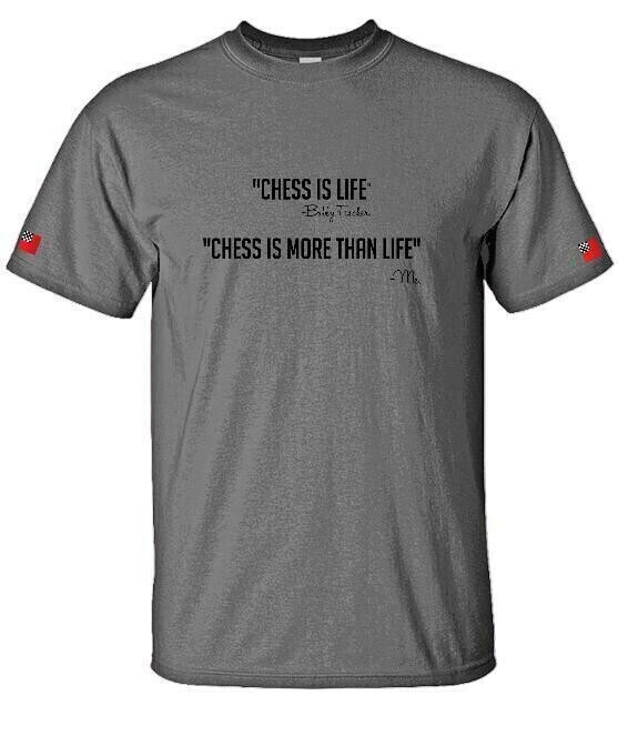 Gold Gift Hamper: Chess Set + T-Shirt + 2 Notebooks + 2 Pens + Pouch, T-Shirt: Chess Is Life T-Shirt (Light Grey)