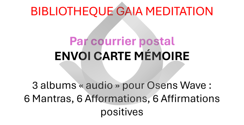 BIBLIOTHEQUE GAIA MEDITATION - Courrier - Carte mémoire supplémentaire (mantras, afformations, affirmations positives)
