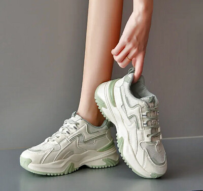 WHITE WITH NEON GREEN SNEAKERS
