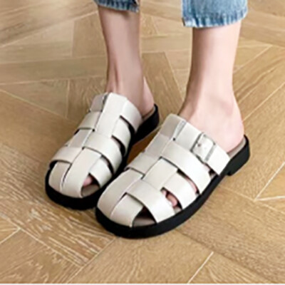 BUCKLED STRAP WEAVE TOP SANDALS