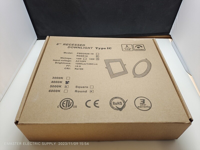 8&quot; SLIM PANEL LIGHT DIMMABLE  18W 1350LM