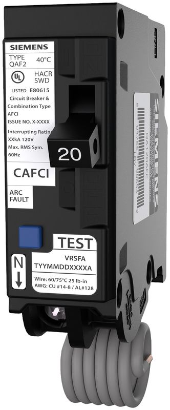 SIEMENS TYPE Q BREAKER QA120AFCCSA 1P 20A 120V AFCI