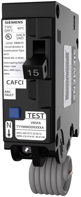 SIEMENS TYPE Q BREAKER QA115AFCCSA 1P 15A 120V AFCI