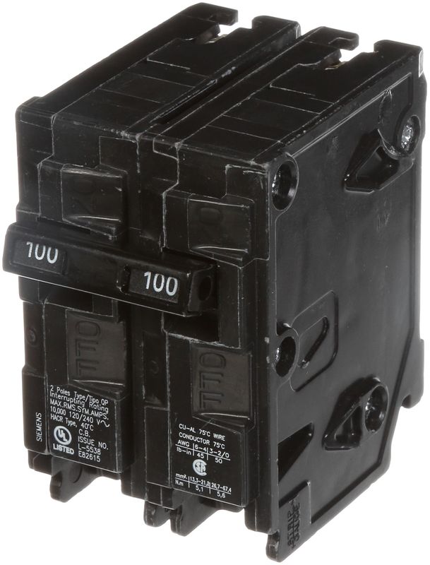 SIEMENS TYPE Q BREAKER Q2100 2P 100A 240V