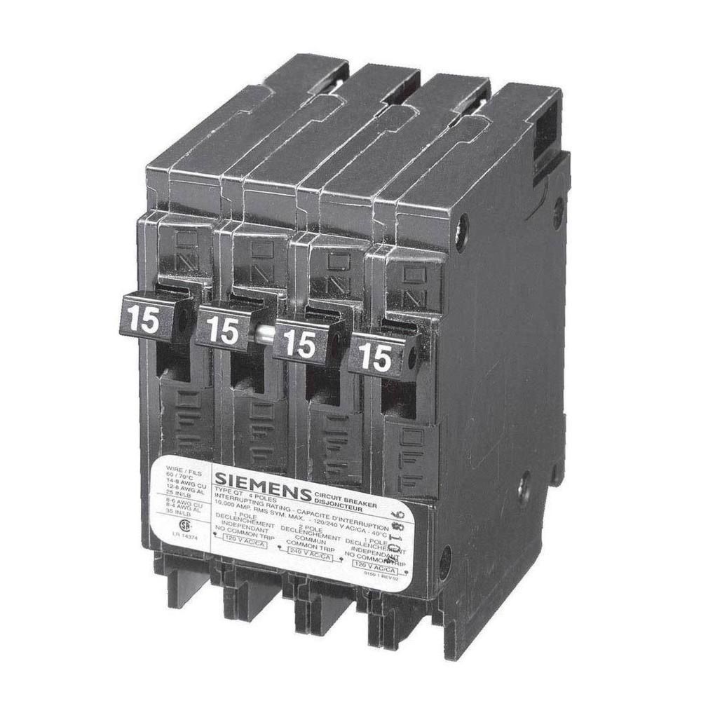 SIEMENS TYPE Q BREAKER Q21515CTNC 1P 15A (2)  2P 15A 240V QUAD