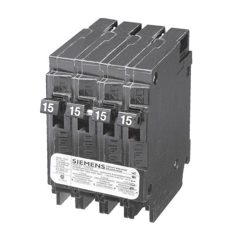 SIEMENS TYPE Q BREAKER Q21515CTNC 1P 15A (2)  2P 15A 240V QUAD