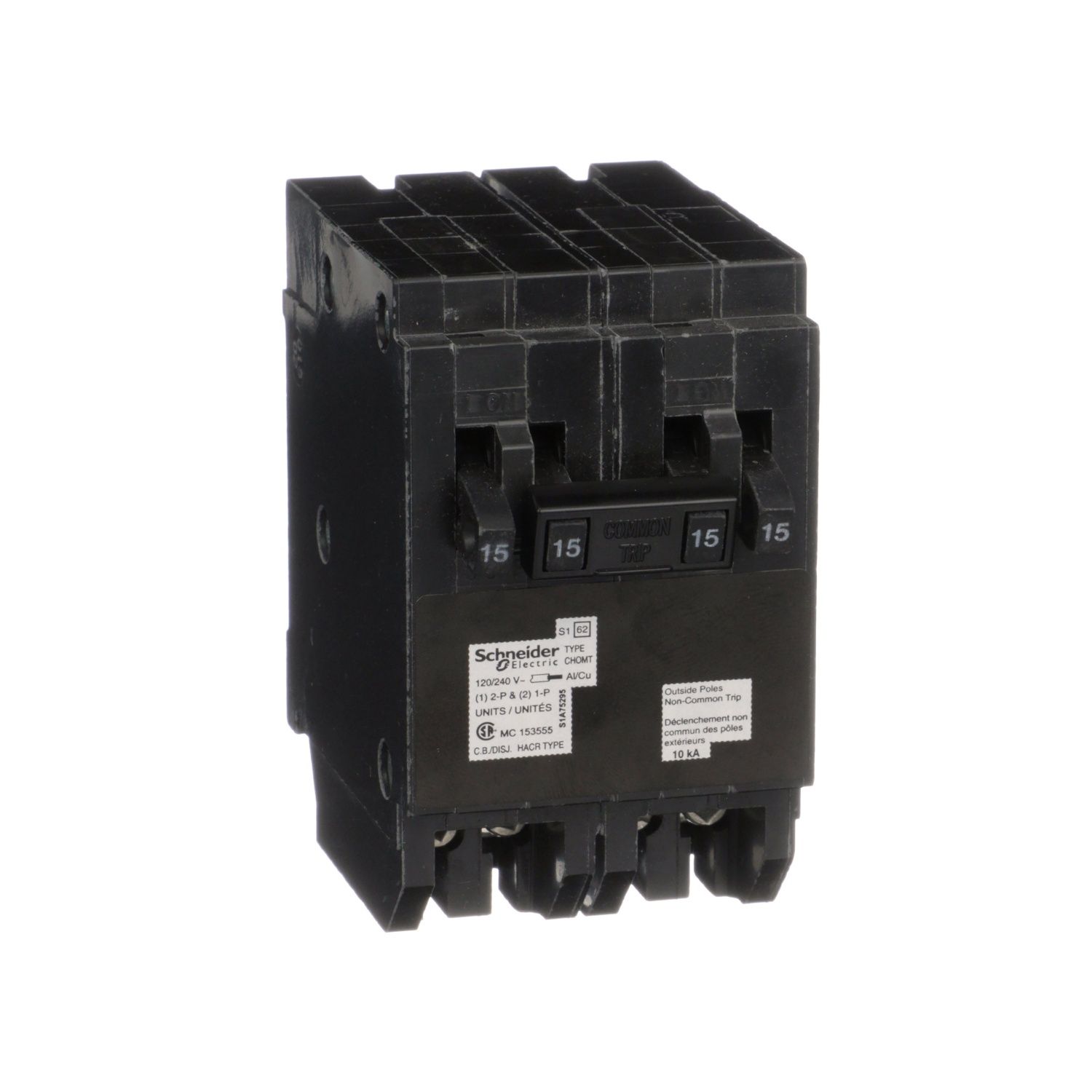 HOMELINE BREAKER CHOMT1515215 1P 15A (2) 2P 15A 240V QUAD