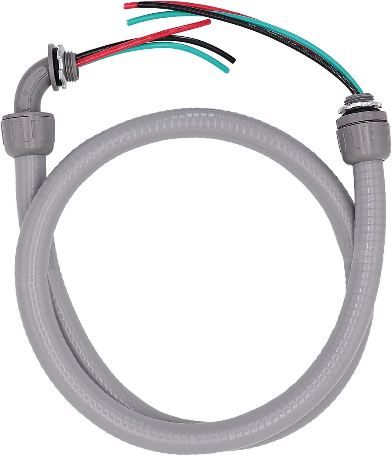 AC WHIP KIT 1/2&quot; X 8FT CONDUIT PRE-WIRED 10/3C X 9FT